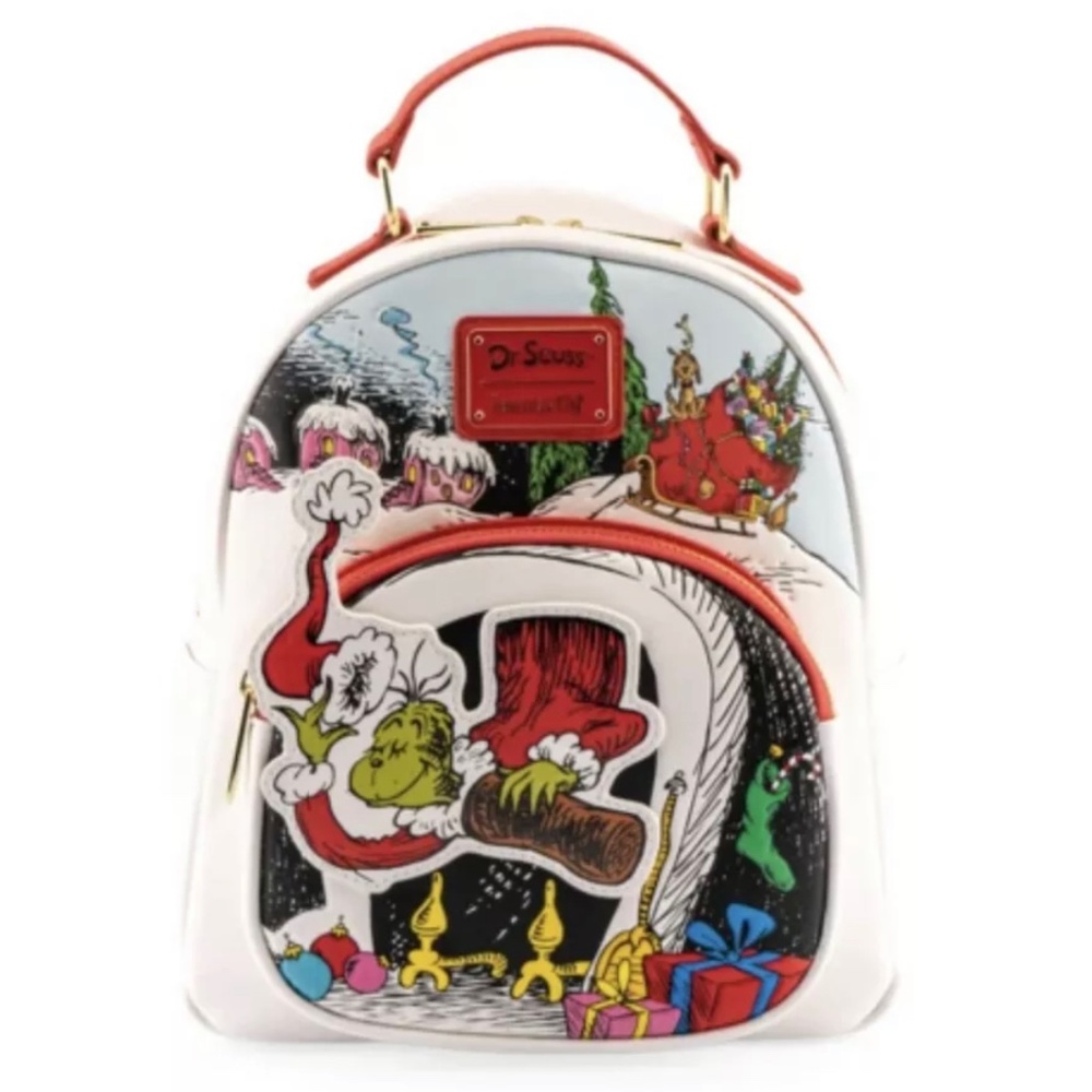 - Loungefly Dr. Seuss The Grinch Chimney Thief Mini Backpack and Wallet - Picture 2 of 8